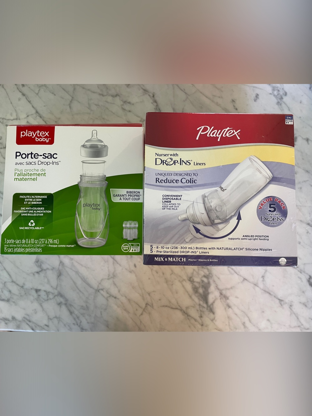 NWT Playtex Baby Bottle Pack - and drop in liners set. Reduces colic